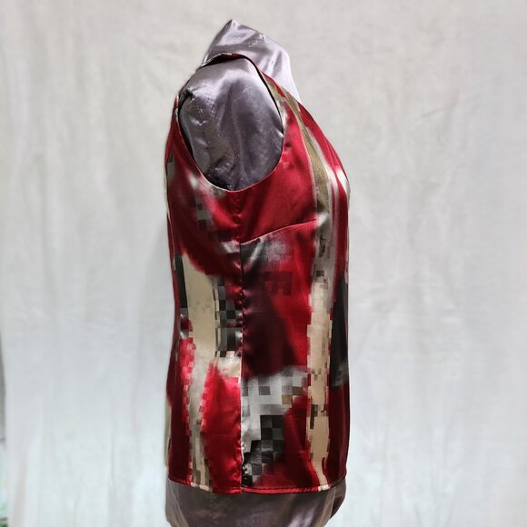 Geomteric Print Sleeveless Blouse with Side Zipper - Picture 4 of 8